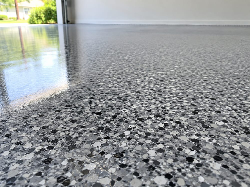 A close-up of a flake floor