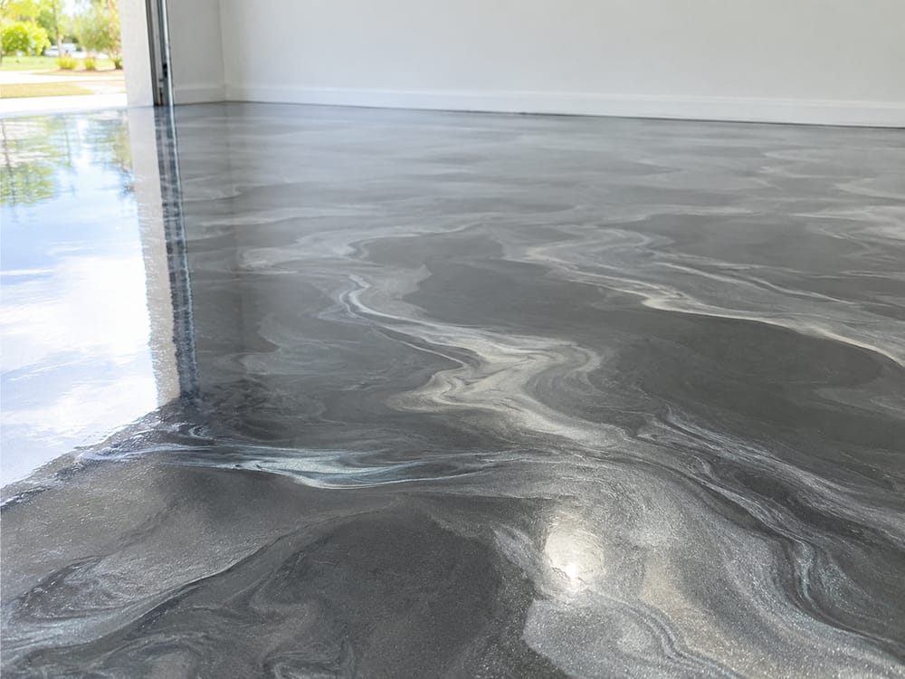 A close-up of a metallic floor